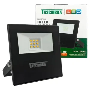 Refletor Preto Led 50w Tr Slim Luz Verde Taschibra