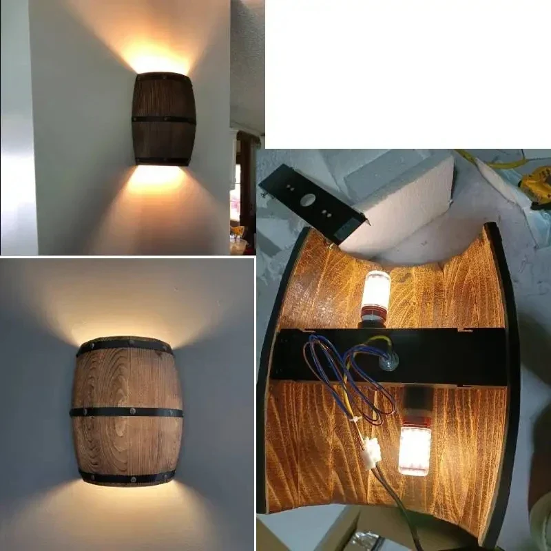 RetroCask - Candeeiro de Parede em Madeira | Design Vintage de Barril para Iluminação Aconchegante