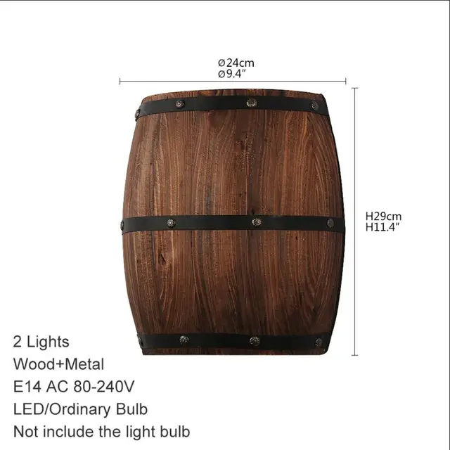 RetroCask - Candeeiro de Parede em Madeira | Design Vintage de Barril para Iluminação Aconchegante