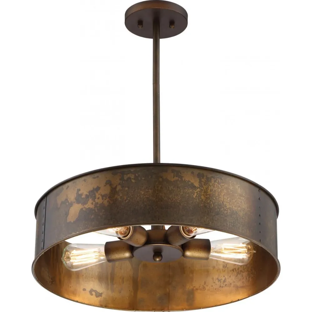 Lampara colgante kettle 4 luces laton degradado satco