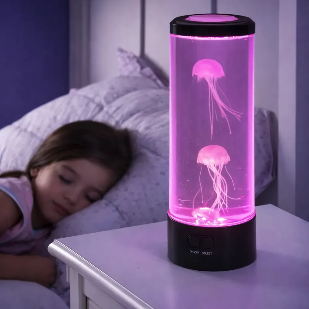 SerenitySphere - Aquário e Lâmpada de Lava de Medusas | Luz Ambiente Relaxante | 7 Cores LED