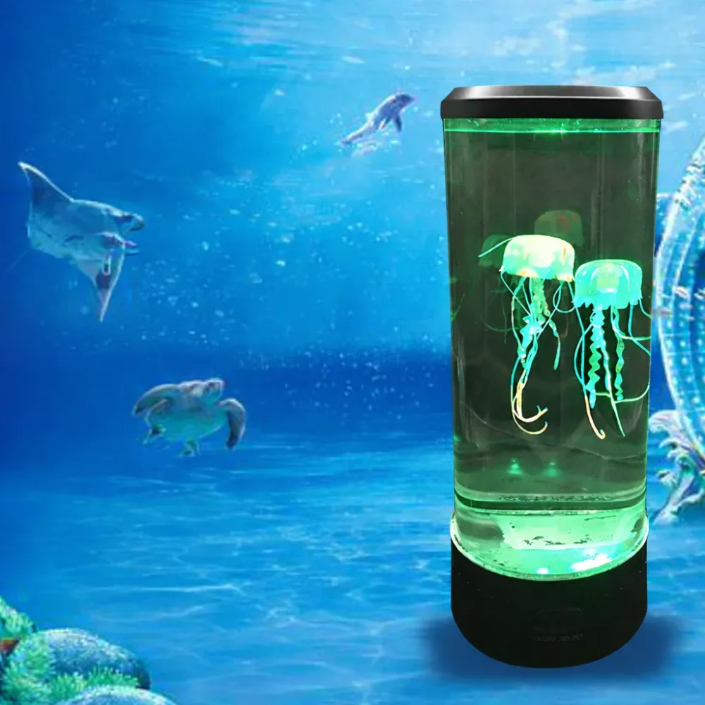 SerenitySphere - Aquário e Lâmpada de Lava de Medusas | Luz Ambiente Relaxante | 7 Cores LED