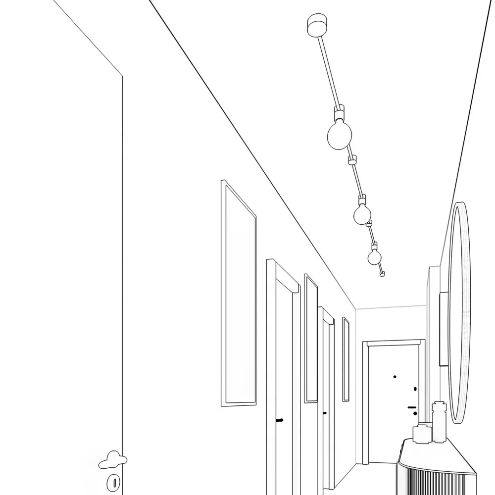 Sistema Filé Linear Kit - com cabo CM05 de 5 m para grinalda de luz e 7 componentes em madeira para interiores