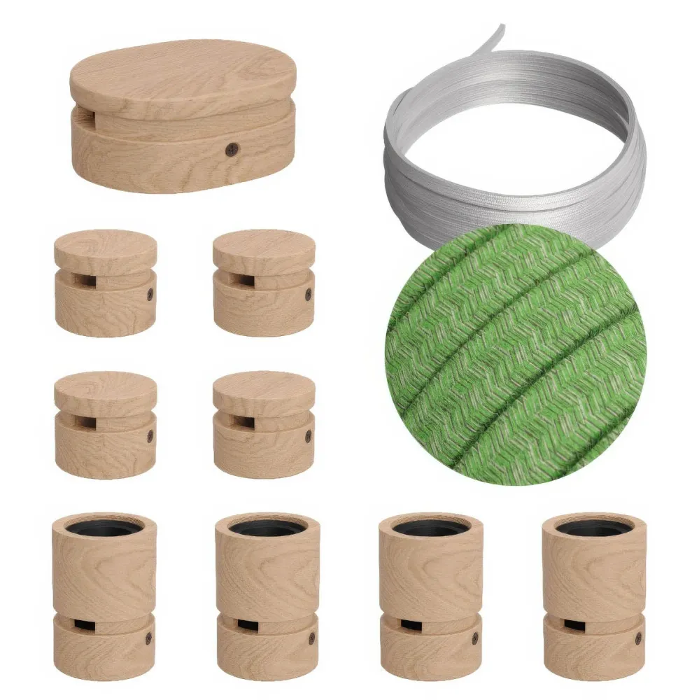 Sistema Filé Symmetric Kit - com cabo CX08 de 5 m para grinalda de luz e 9 componentes em madeira para interiores