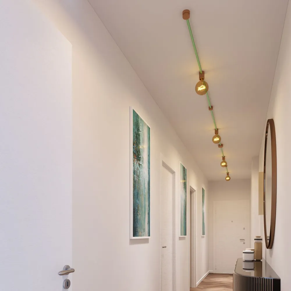 Sistema Filé Symmetric Kit - com cabo CX08 de 5 m para grinalda de luz e 9 componentes em madeira para interiores