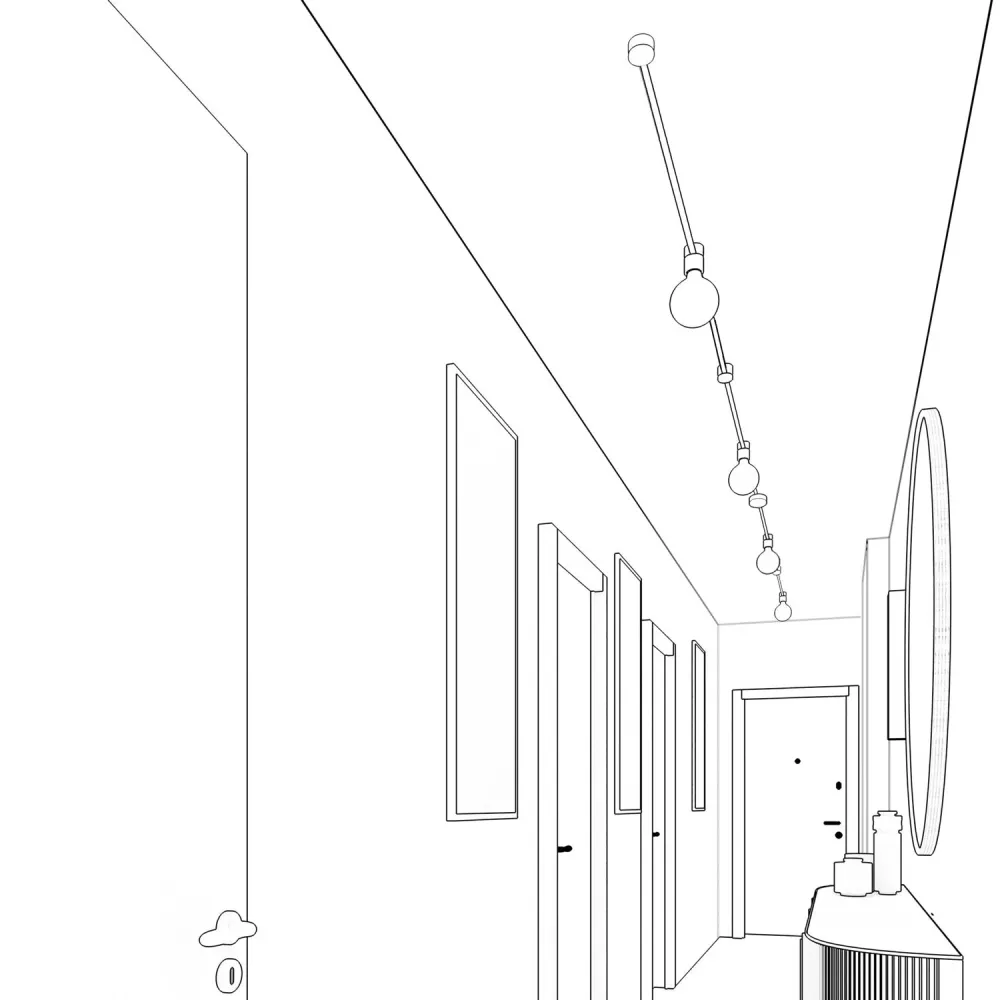 Sistema Filé Symmetric Kit - com cabo CX08 de 5 m para grinalda de luz e 9 componentes em madeira para interiores