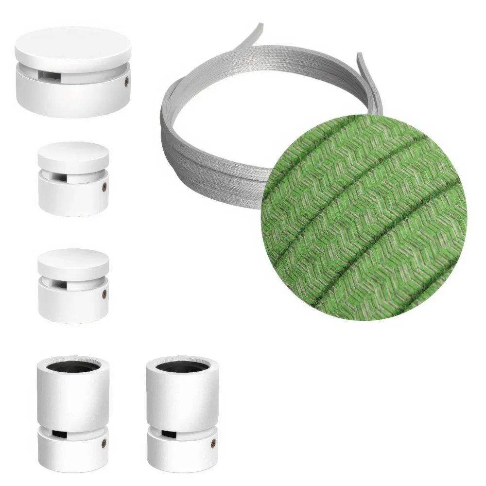 Sistema Filé Wiggle Kit - com cabo CX08 de 3 m para grinalda de luz e 5 componentes em madeira pintada de branco para inte...