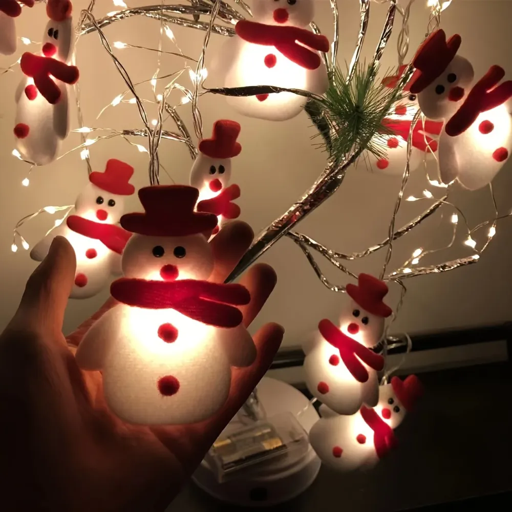 SnowGlow - Cordão de Luzes LED com Boneco de Neve de Peluche 1,5 Metros