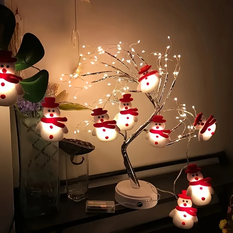 SnowGlow - Cordão de Luzes LED com Boneco de Neve de Peluche 1,5 Metros