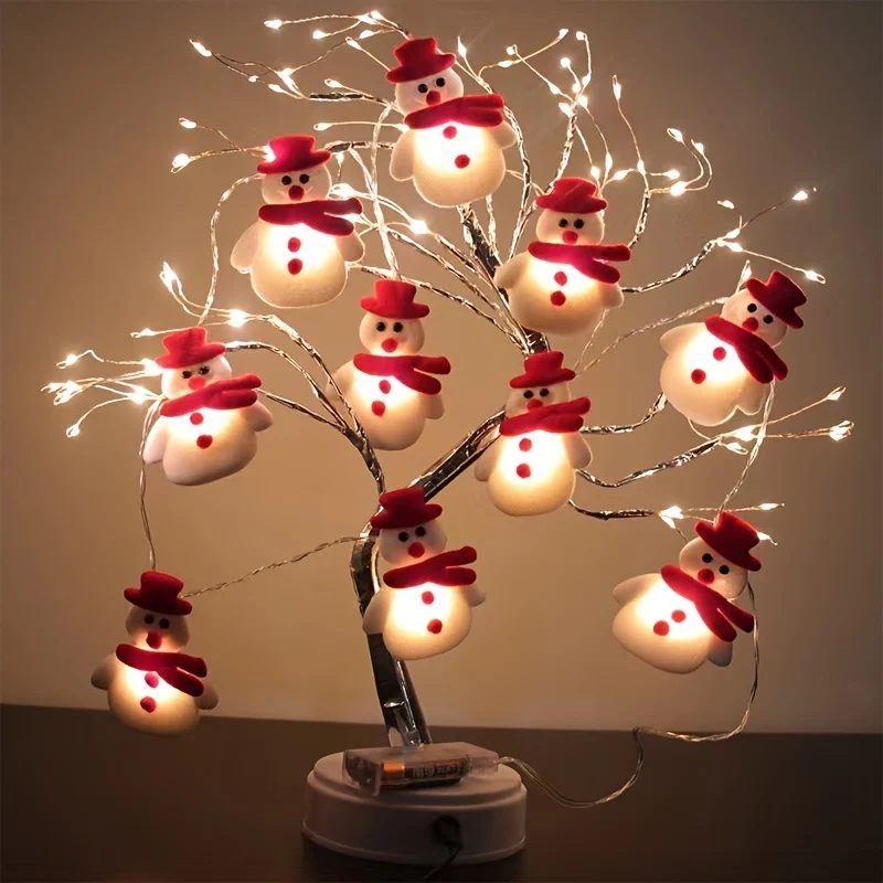 SnowGlow - Cordão de Luzes LED com Boneco de Neve de Peluche 1,5 Metros