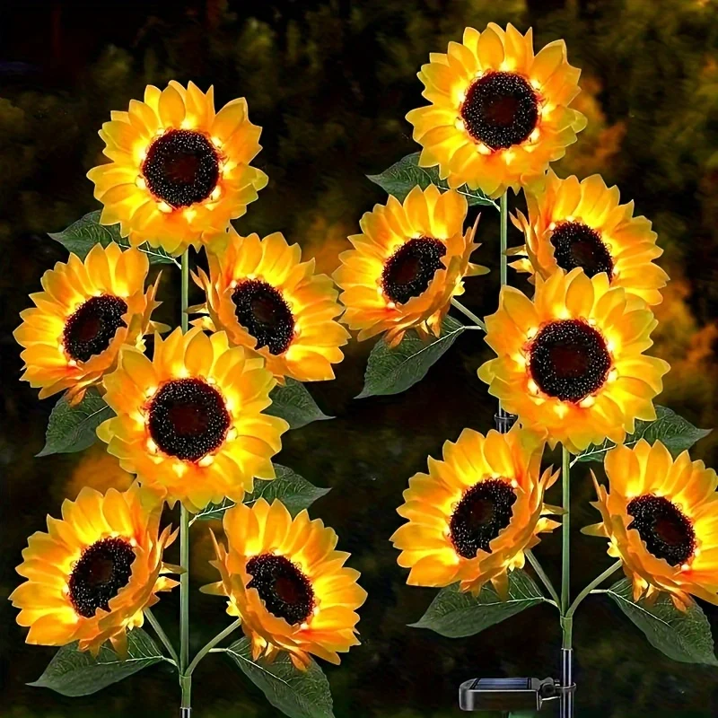 SolarBloom - Iluminação de Jardim LED com 3 Cabeças, à Prova de Água