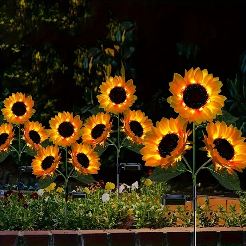 SolarBloom - Iluminação de Jardim LED com 3 Cabeças, à Prova de Água