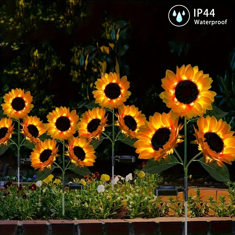 SolarBloom - Iluminação de Jardim LED com 3 Cabeças, à Prova de Água