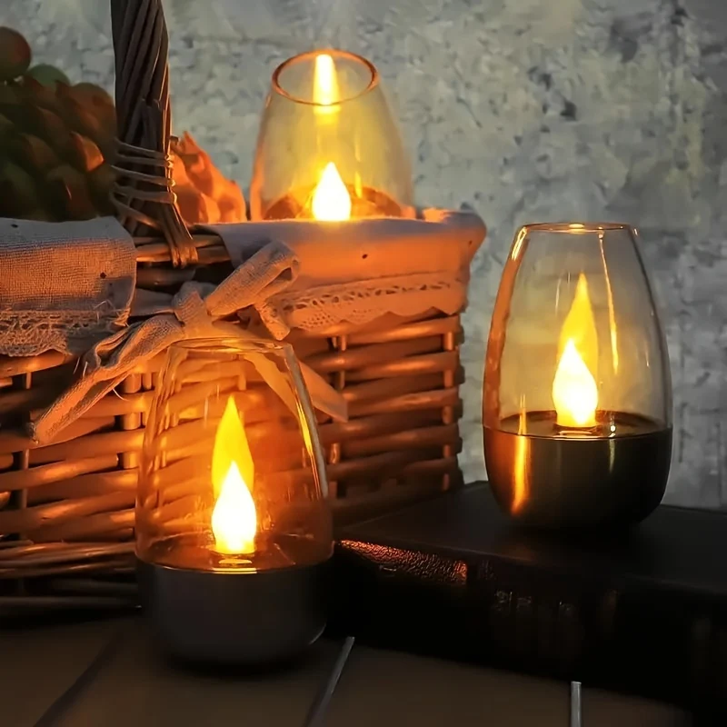 SolarCandle - Vela LED Energia Solar, Lâmpada Decorativa de Vela Branca Quente