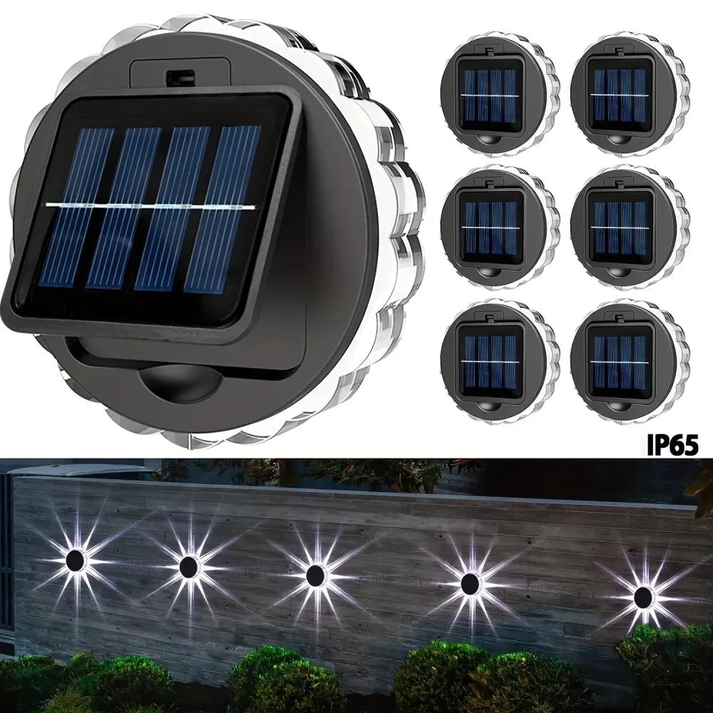 SolarFence - Conjunto de 4 Iluminações LED à Energia Solar à Prova de Água para Cercas, Pátios e Escadas
