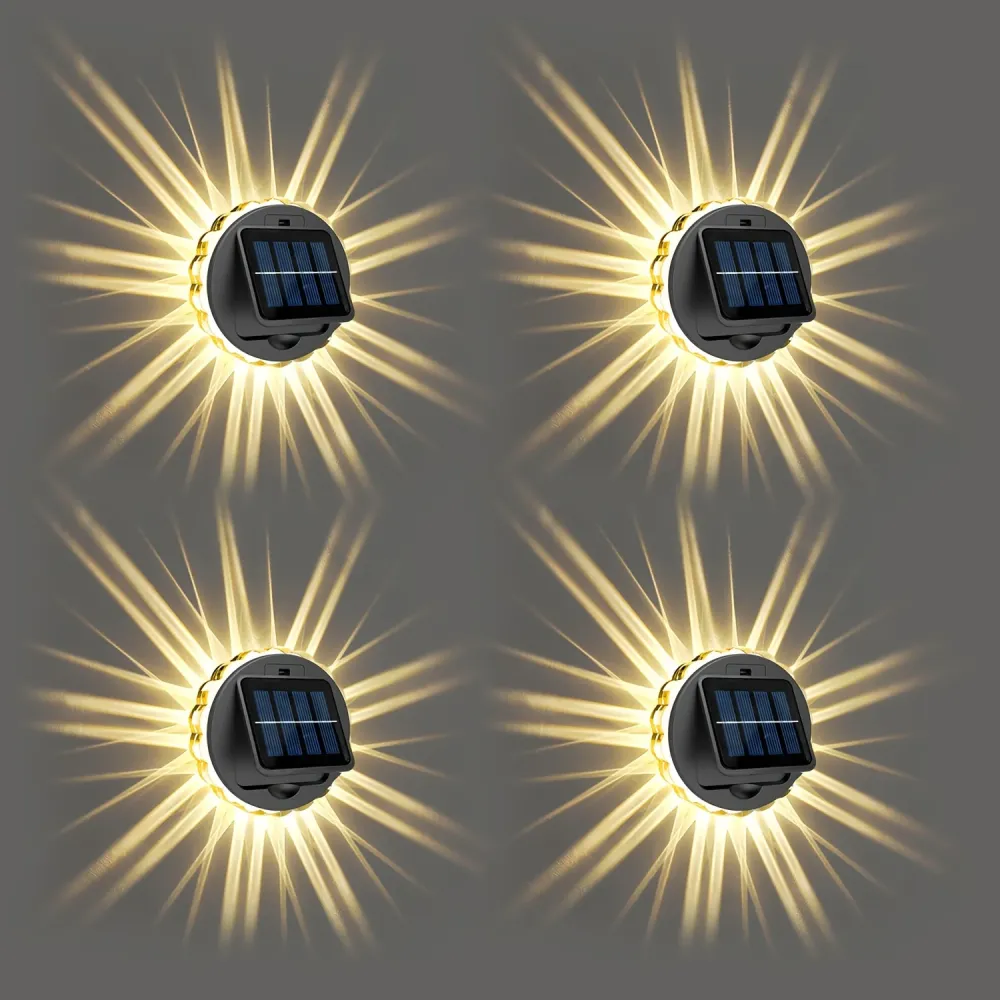SolarFence - Conjunto de 4 Iluminações LED à Energia Solar à Prova de Água para Cercas, Pátios e Escadas
