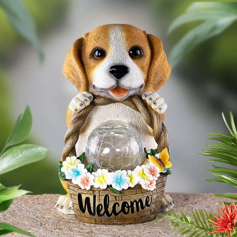 SolarGarden - Escultura de Cão com Energia Solar e LED – Iluminação Decorativa Resistente ao Tempo