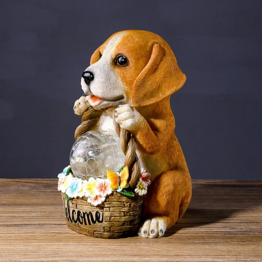 SolarGarden - Escultura de Cão com Energia Solar e LED – Iluminação Decorativa Resistente ao Tempo