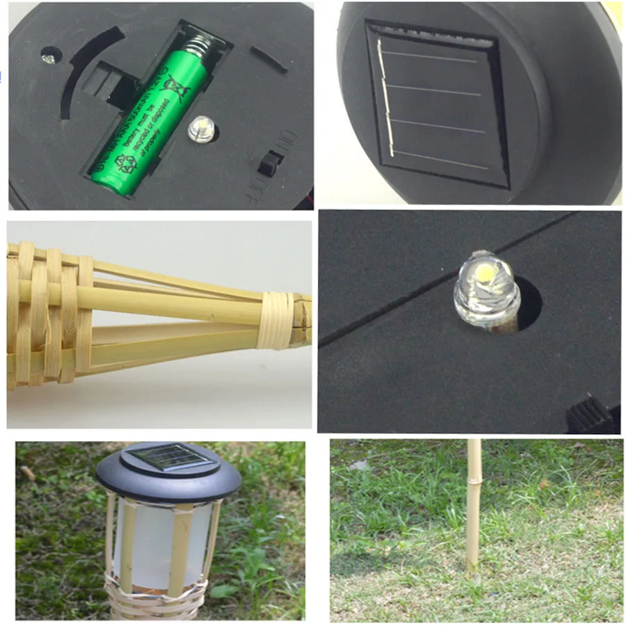 SolarGlow - Tochas Solares de Bambu – Iluminação LED Resistente ao Tempo para Jardim e Terraço