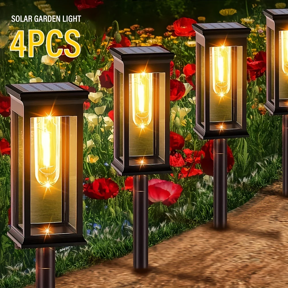 SolarLux - Conjunto de 4 Peças de Iluminação Solar para Jardim IP44 à Prova de Água