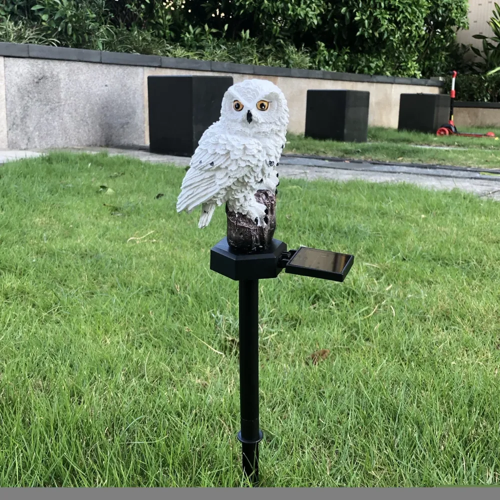 SolarOwl - Lâmpada Solar LED para Relvado, Decoração de Jardim com Design em Resina