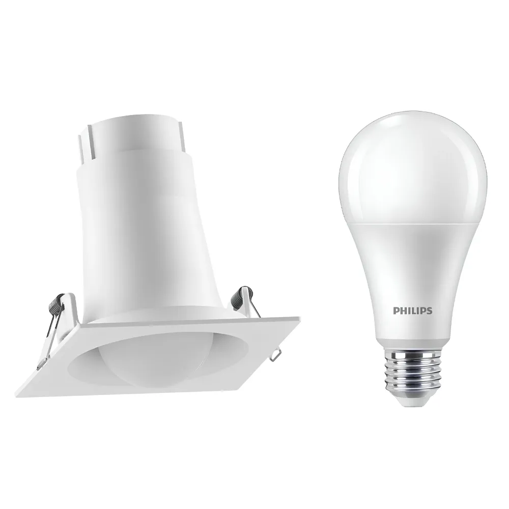 Spot Led Quadrado Embutir Bulbo Branco 18W 6500K 1800Lm 150° Bivolt E27 Philips