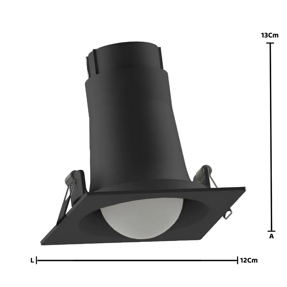 Spot Led Quadrado Embutir Bulbo Preto 22W 6500K 2300Lm 150° Bivolt E27 Philips