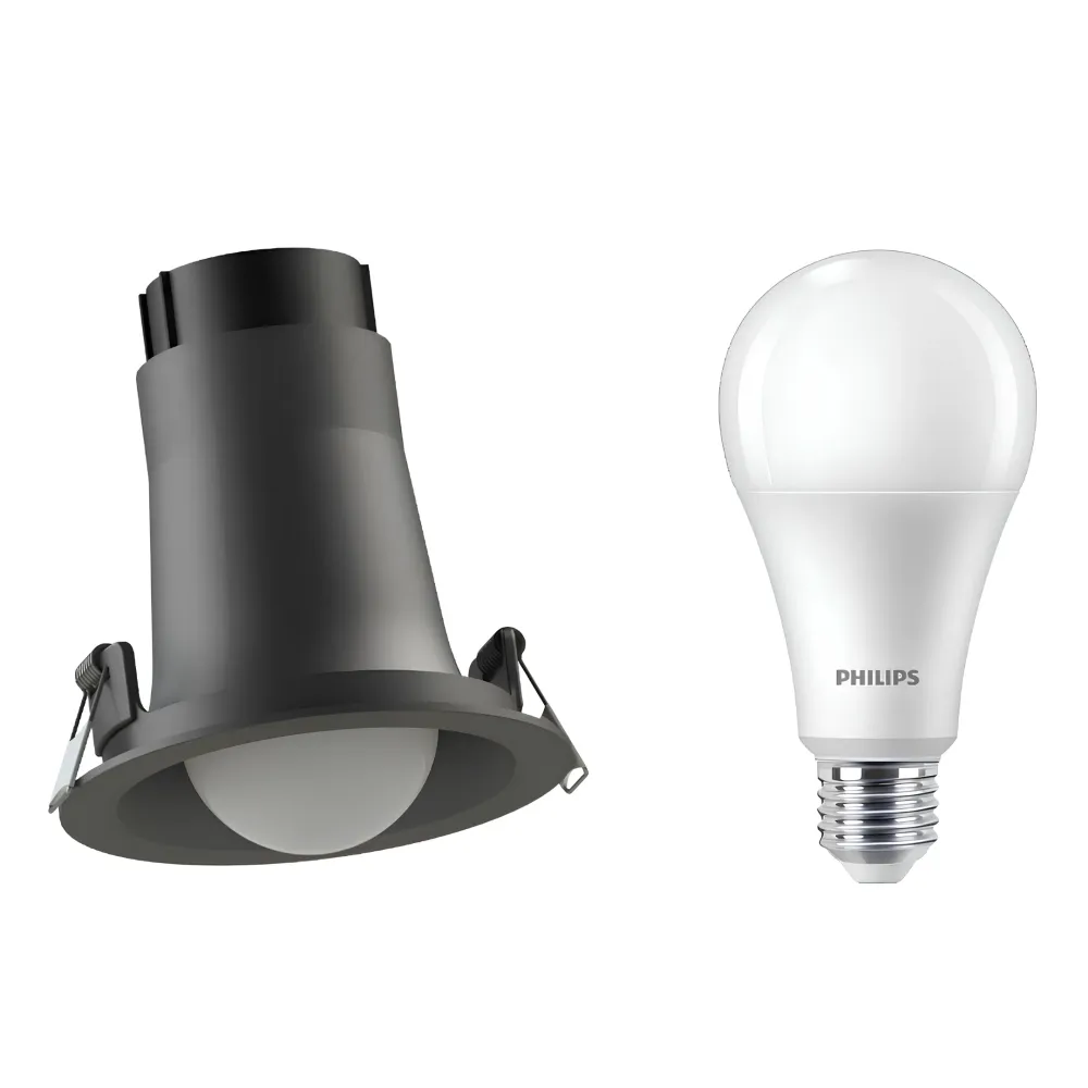 Spot Led Redondo Embutir Bulbo Preto 18W 6500K 1800Lm 150° Bivolt E27 Philips