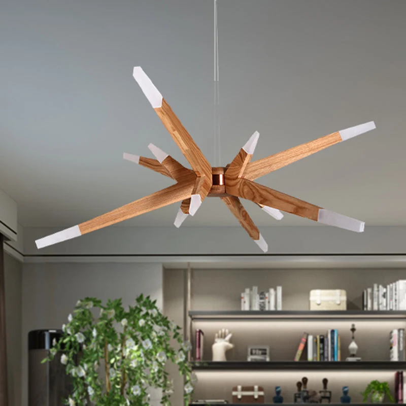 Starlite – Candeeiro de Teto Sputnik em Madeira com Iluminação LED Contemporânea