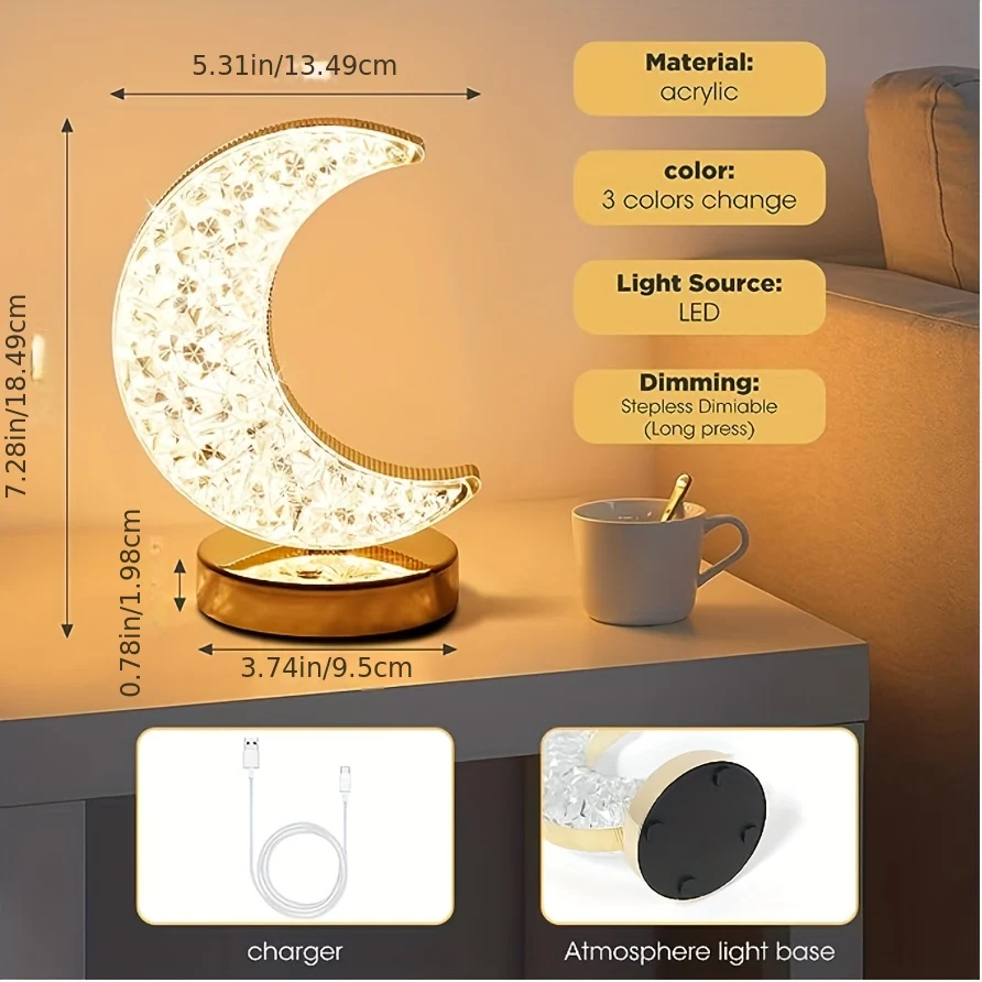 SterLamp - Candeeiro de Mesa de Cristal Regulável com Controlo Tátil