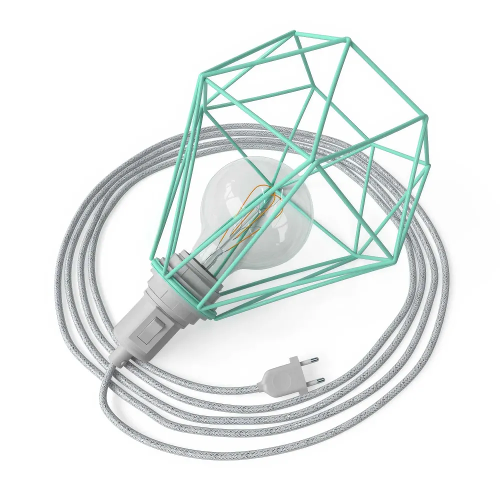 Table Snake - Lâmpada plug- com abajur de gaiola Diamond - Turquesa