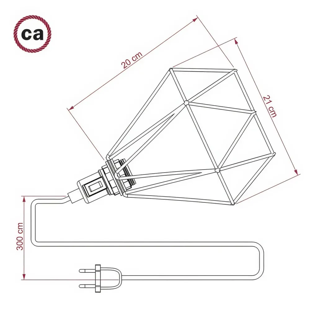 Table Snake - Lâmpada plug- com abajur de gaiola Diamond - Turquesa
