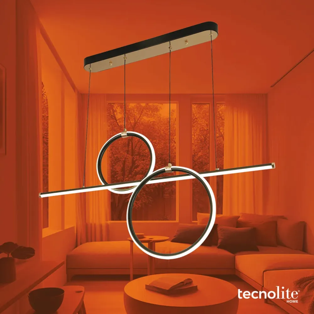 Lámpara colgante Vitali Tecnohome negro y laton con luz led ajustable