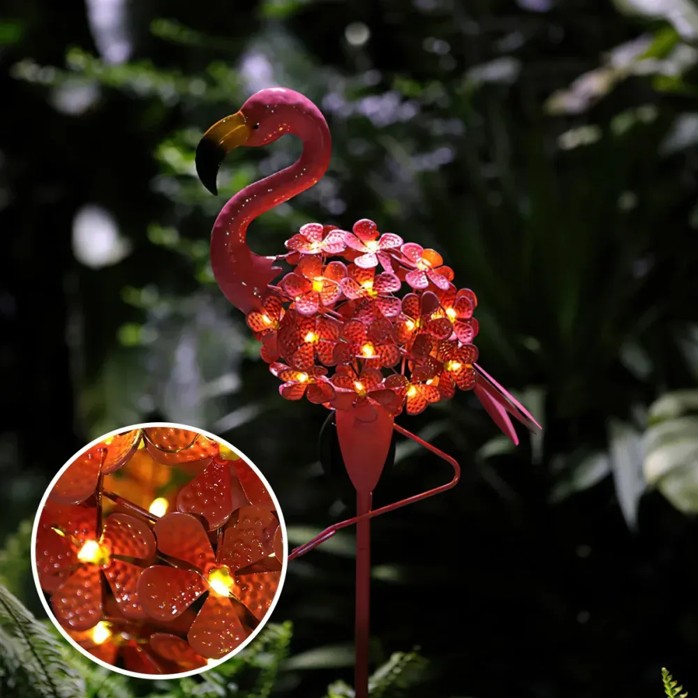 TropiGlow – Lâmpada de Jardim Solar Flamingo – Luz Decorativa LED para Exterior, Resistente ao Tempo e Energia Solar