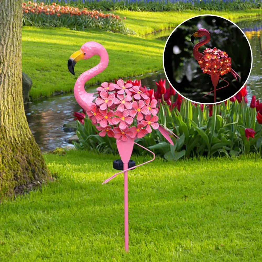 TropiGlow – Lâmpada de Jardim Solar Flamingo – Luz Decorativa LED para Exterior, Resistente ao Tempo e Energia Solar
