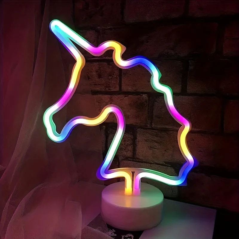 UnicornGlow - Candeeiro de Mesa USB com Unicórnio Neon para Festa e Decoração