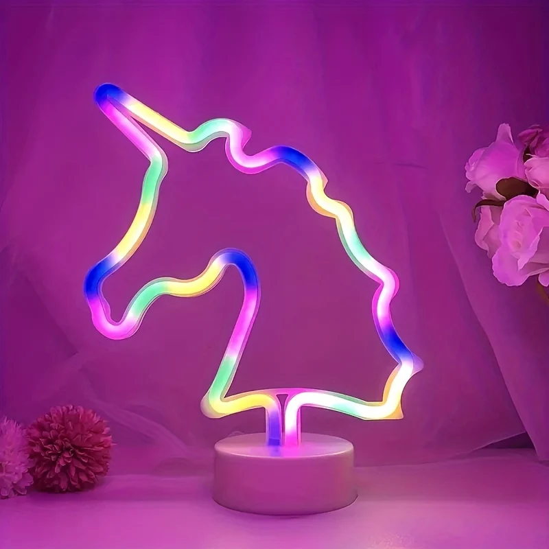 UnicornGlow - Candeeiro de Mesa USB com Unicórnio Neon para Festa e Decoração