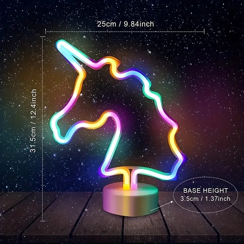 UnicornGlow - Candeeiro de Mesa USB com Unicórnio Neon para Festa e Decoração