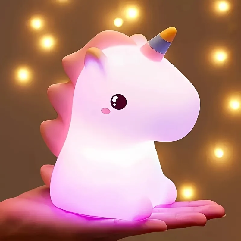 UnicornGlow - Lâmpada Noturna Quente de Unicórnio com 7 Cores e Proteção para os Olhos