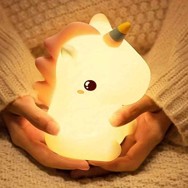 UnicornGlow - Lâmpada Noturna Quente de Unicórnio com 7 Cores e Proteção para os Olhos