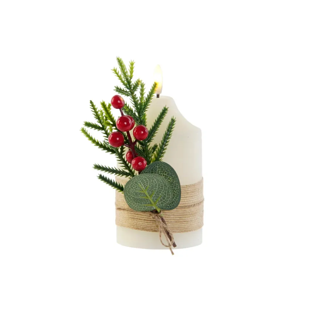 Vela LED DKD Home Decor Branco 7 x 7 x 12 cm (AA)