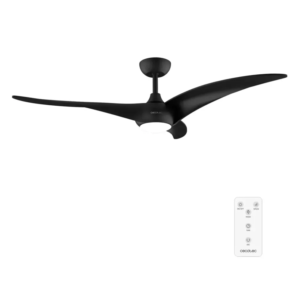 Ventilador de teto preto motor DC, luz LED, função inverno e verão, Cecotec