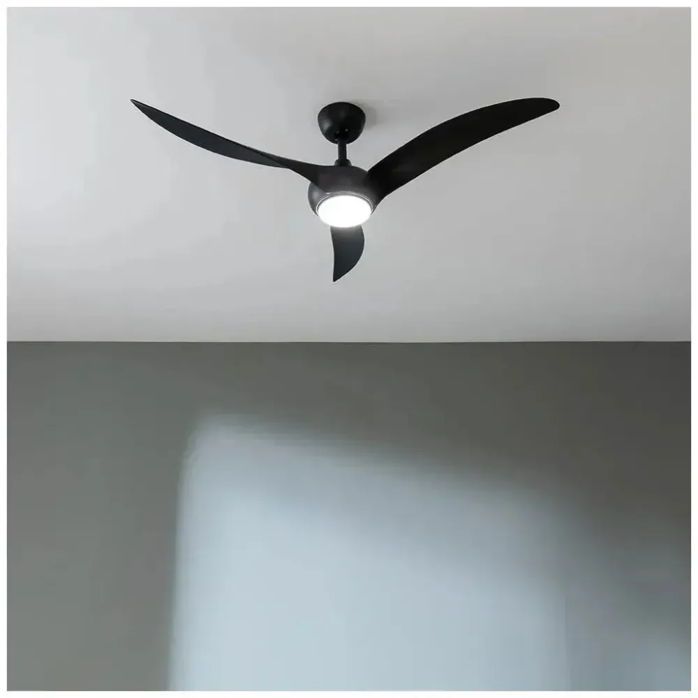 Ventilador de teto preto motor DC, luz LED, função inverno e verão, Cecotec
