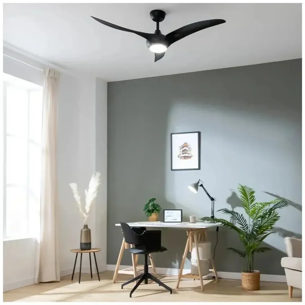 Ventilador de teto preto motor DC, luz LED, função inverno e verão, Cecotec