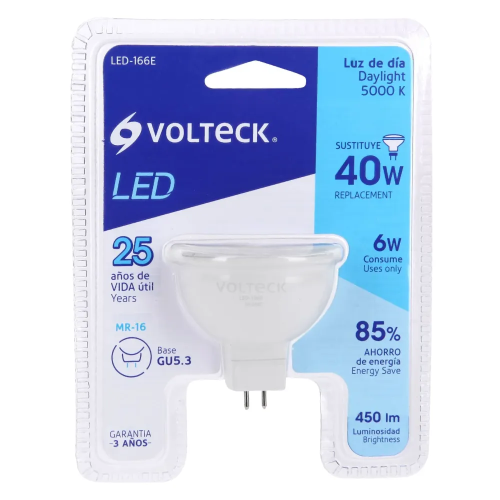 Foco LED MR16 Base GU5.3 de 6 Watts Volteck Luz de Dia