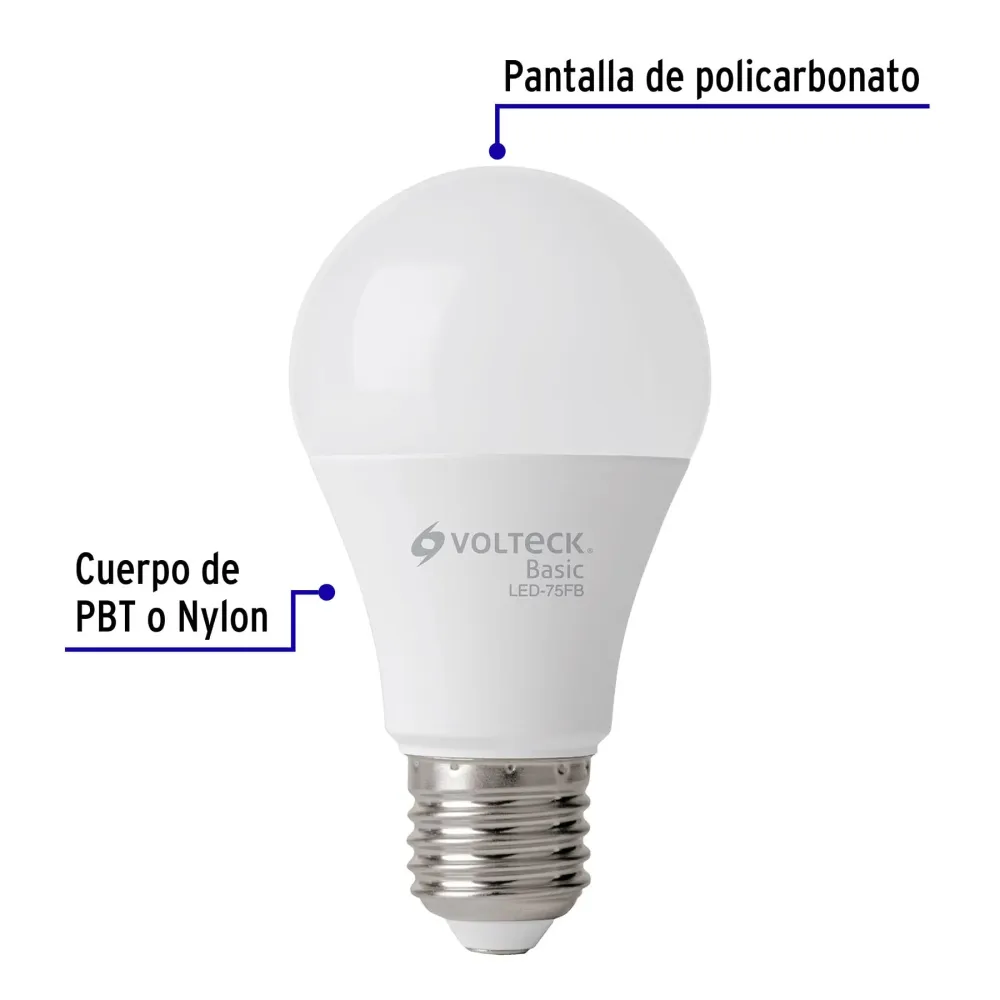 Foco LED Tipo Bulbo 10 Watts A19 E27 Volteck Basic Luz Blanca