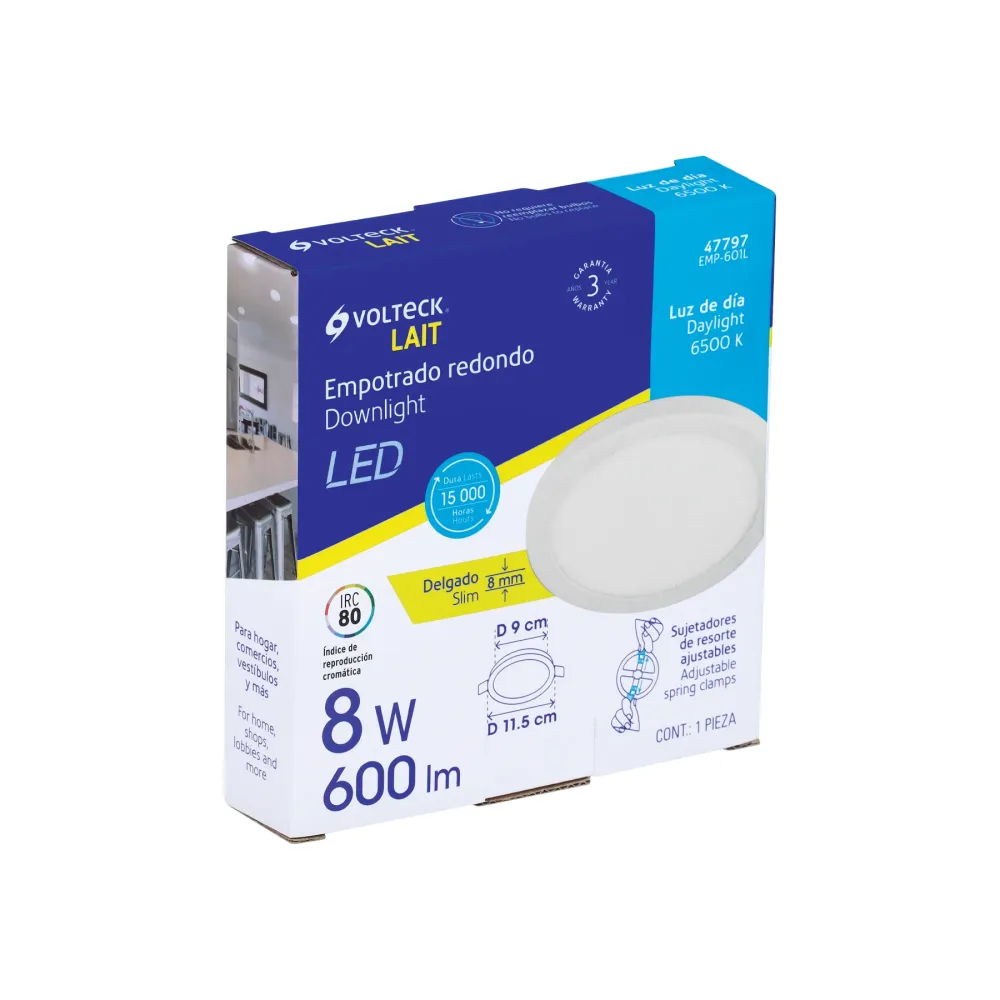 Luminario de Empotrar LED Redondo Ajustable Volteck 8 Watts Luz Blanca