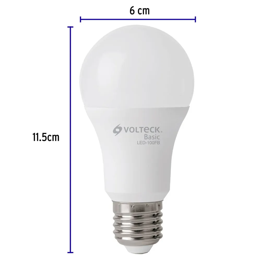 Paquete de 4 Focos LED Tipo Bulbo 14 Watts A19 E27 Luz Blanca Volteck Basic