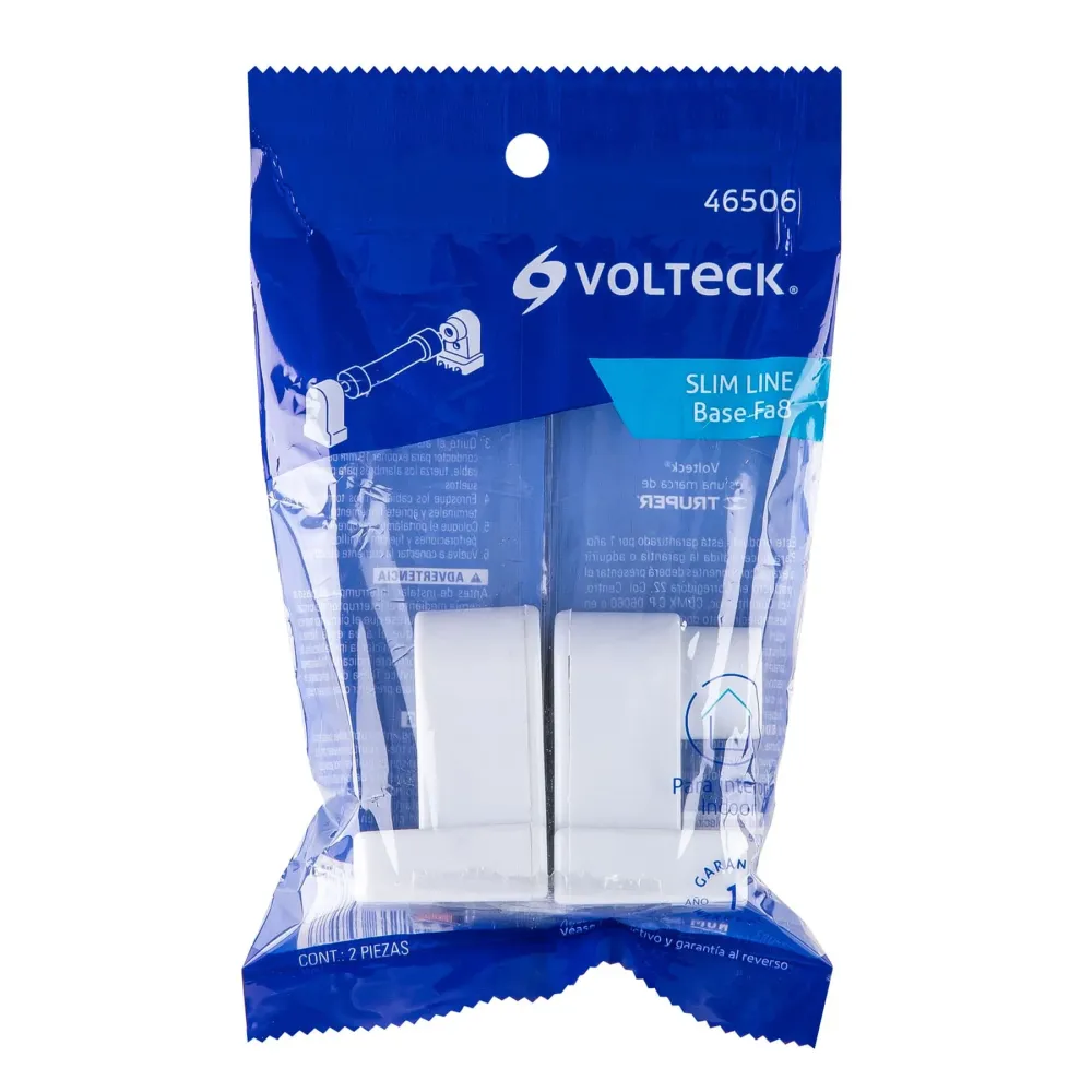 Portalamparas para Tubo LED y Fluorescente Base FA8 Volteck Bolsa 2 Piezas