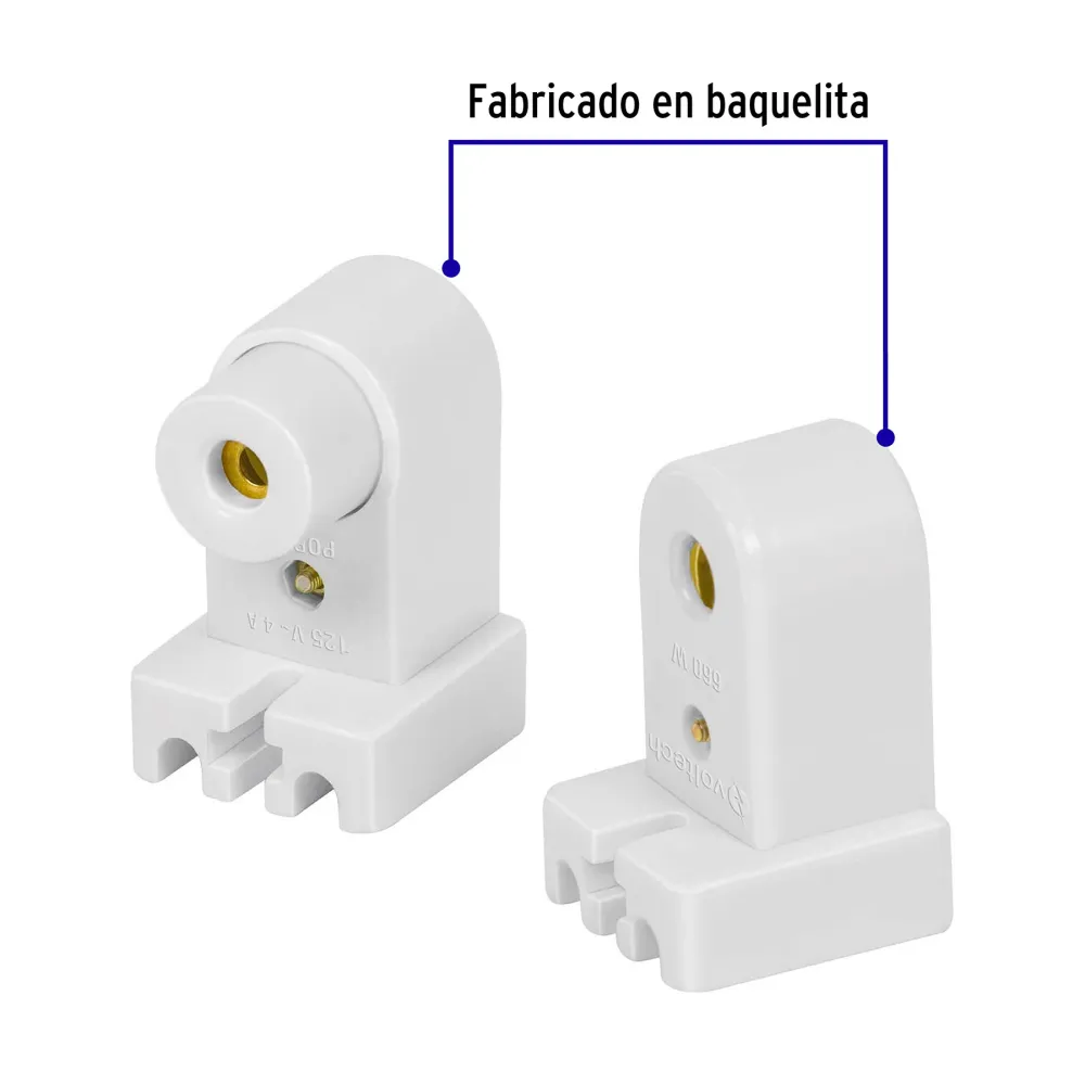 Portalamparas para Tubo LED y Fluorescente Base FA8 Volteck Bolsa 2 Piezas